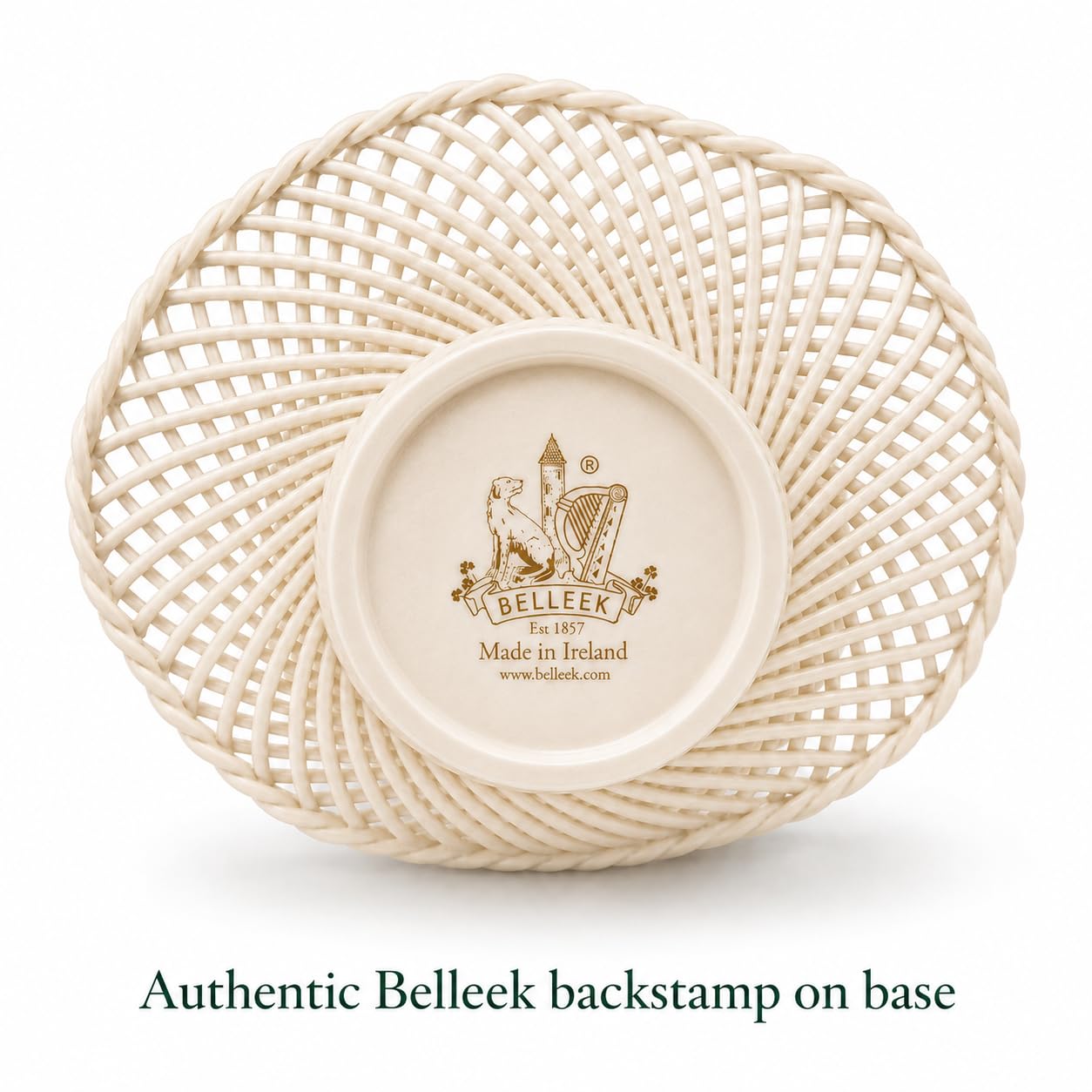 Belleek Classic Wild Irish Hedgerow Spring Basket - Boho Room Decor, Handmade Flower Basket, Decorative Storage Baskets for Bedroom and Bathroom Decor, 7”D x 1.5”H