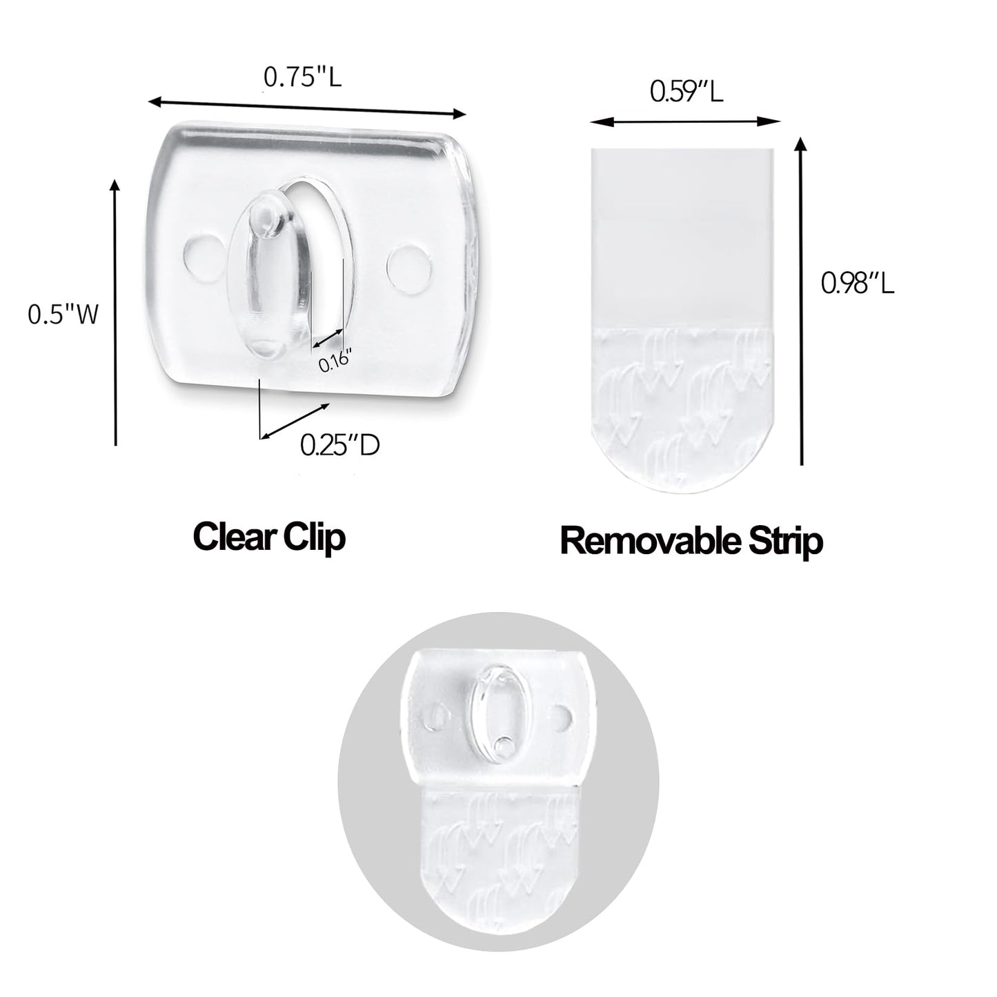 Karsbarwe 120 Clear Mini Light Clips with 132 Adhesive Strips, Small Removable Wall Hooks No Damage, Transparent Wire Hooks for Christmas String Lights, Indoor Holiday Decorations, Cables and Cords