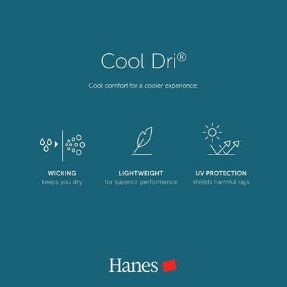 Hanes Men's Long Sleeve Cool DRI T-Shirt UPF 50+, Graphite, Large (Pack of 2)