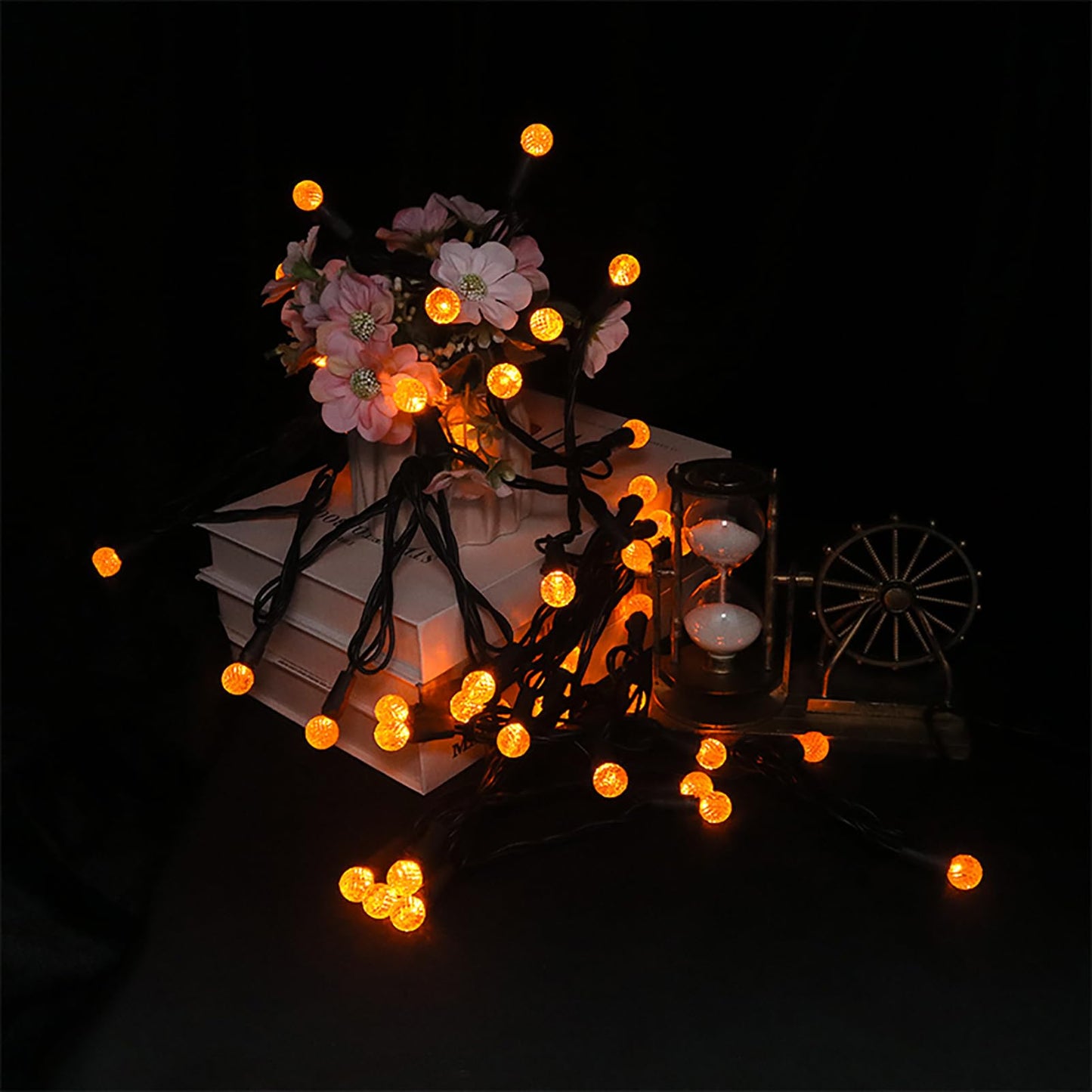 18.6Ft 50 LED Orange Halloween Lights G12 Mini Globe Ball String Lights for Small Tree Crafts Holiday Indoor/Outdoor Christmas Thanksgiving Day Halloween Decorations, UL Certified, Connectable, Orange