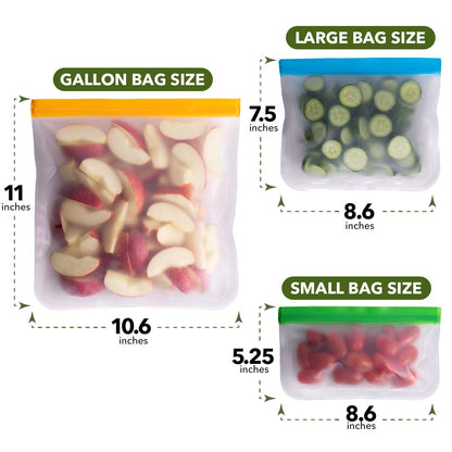 GREENZLA Eco-Friendly Reusable Freezer Bags, 24-Pack Extra Thick and Leakproof Resealable Gallon Bags for Safe Food Storage, Marinating, Snacks, and Meal Prep, Reusable, Non-Toxic, and Freezer Safety