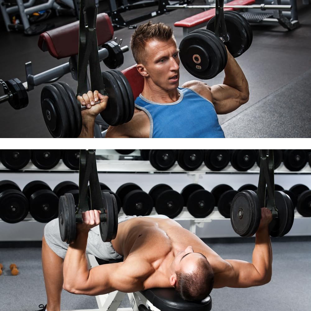 J Bryant Adjustable Dumbbell Spotter Straps – Heavy Duty Weight Lifting, 220LB Capacity Per Strap, 5 Quick-Adjust Positioning Points, Compatible with Squat Racks & Pull-Up Bars for Home & Gym