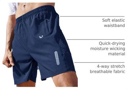 NORTHYARD Men's Athletic Running Shorts Gym Workout 7"/9"/5" Quick Dry Lightweight Sports Basketball Tennis 3 Zipper Pockets DARKBLUE-9inch M