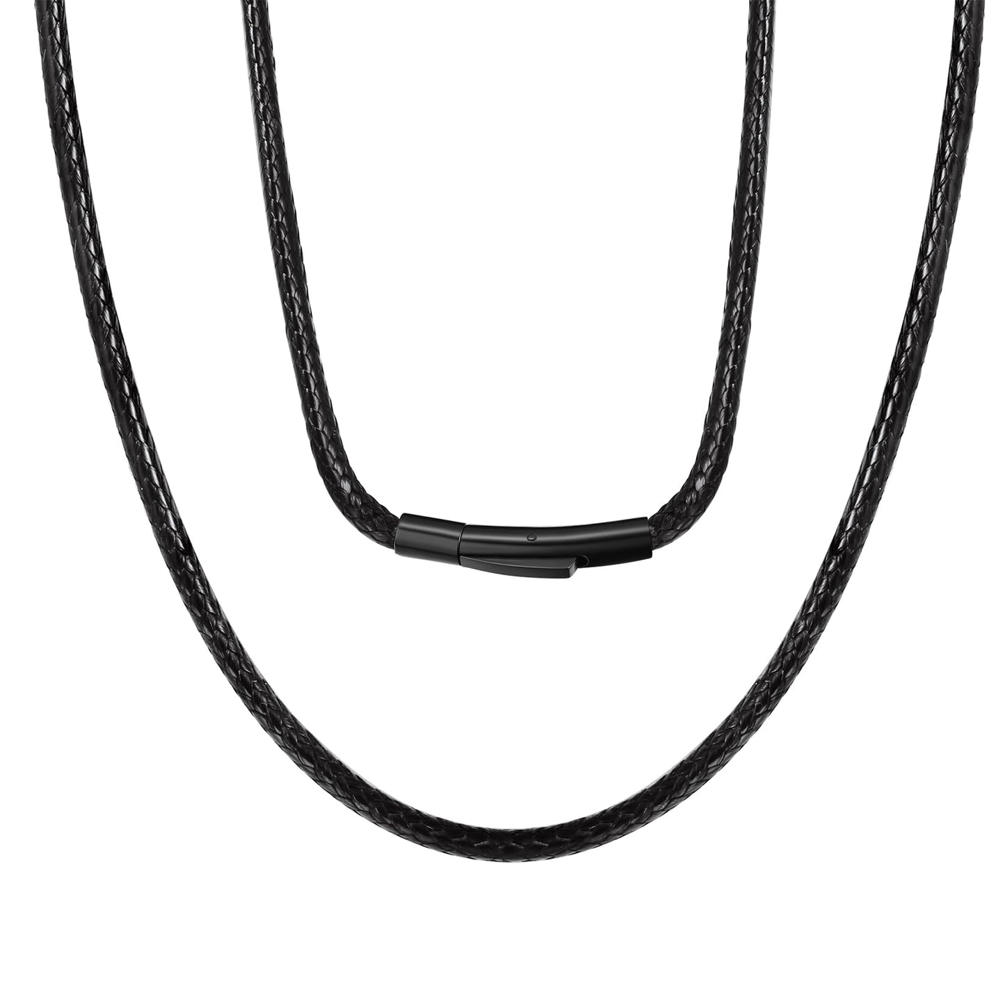 ChainsPro Leather Necklace Cord Waterproof Mens Black Necklace 28 inch