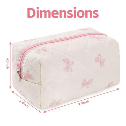 MZLUWM Floral Makeup Bag,Floral Quilted Make Up Bag,Large Cosmetic Bag,Fashionable Travel Makeup Pouch, Cute Portable Storage Bag,Puffy Coquette Makeup Bag, Attractive Quilted Pouch