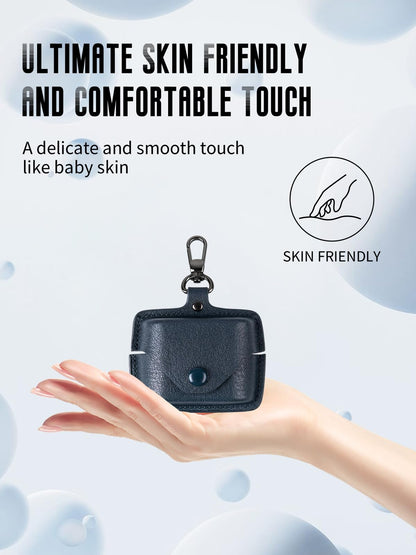 Case for Sony WF-1000XM6 Earbuds, FJIASTB Leather Texture Shockproof Protective Cover with Carabiner and Lanyard (Blue)