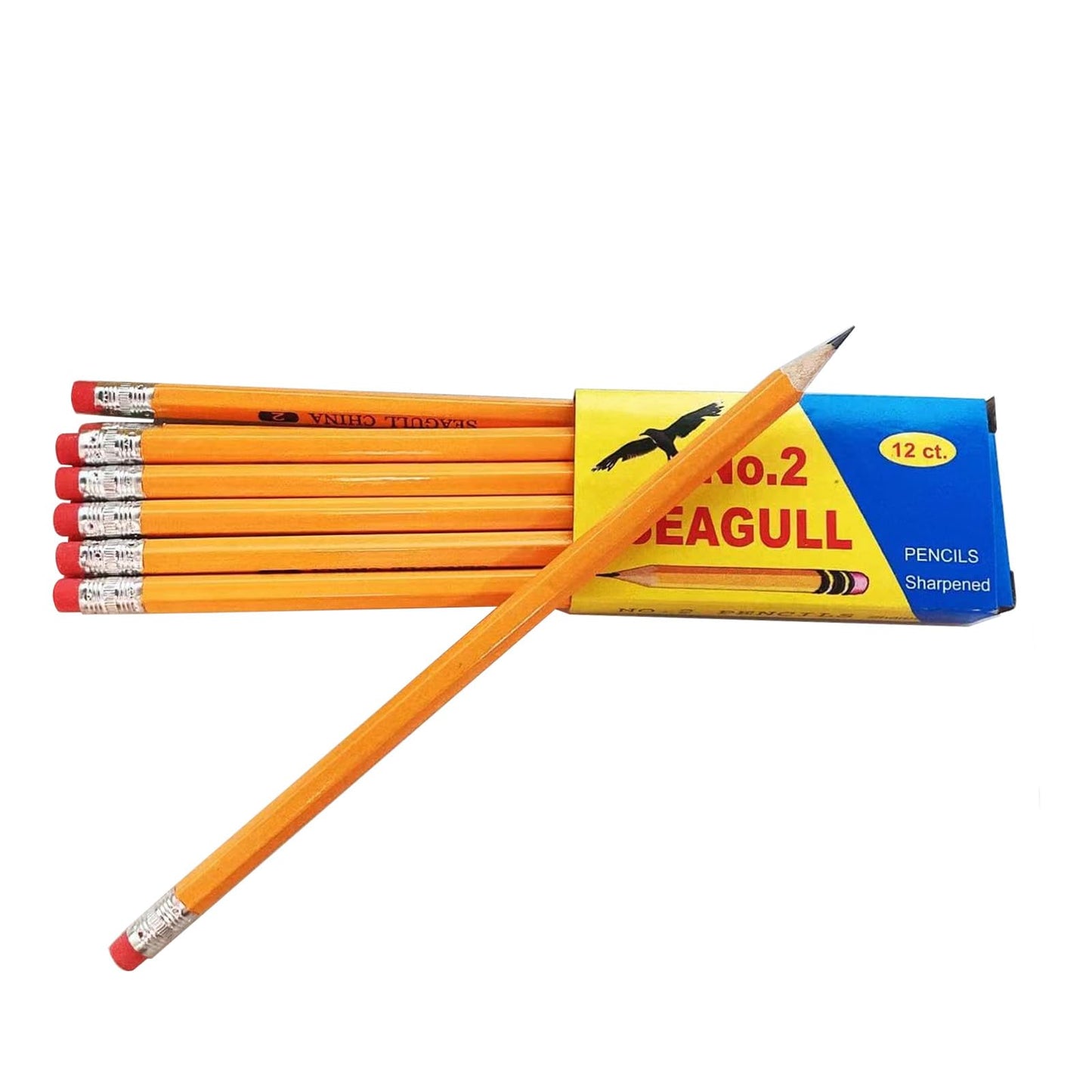 Seagull Pencils Pre-sharpened No. 2 144/box 12 Boxes of 12 New Improved Eraser Back to school
