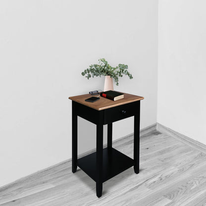 Casual Home Owl Night Stand with USB Port Charging Station and Drawer, 17.5" W x 14.25" D x 24.5" H, Natural Gray