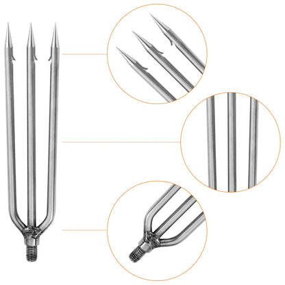 FREGITO Fishing Harpoon Stainless Steel Fishing Barbed Spear Gig Gaff with 8mm Screw for Outdoor Fishing Landing Large Fish Frog