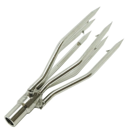 Scuba Choice 6mm Spearfishing Pole Spear Tip, 4.5" Stainless Steel Paralyzer with 6 Prongs & Barbs, Heavy-Duty Replacement Head for Ice Fishing, Cold Water, and Winter Spearfishing Precision