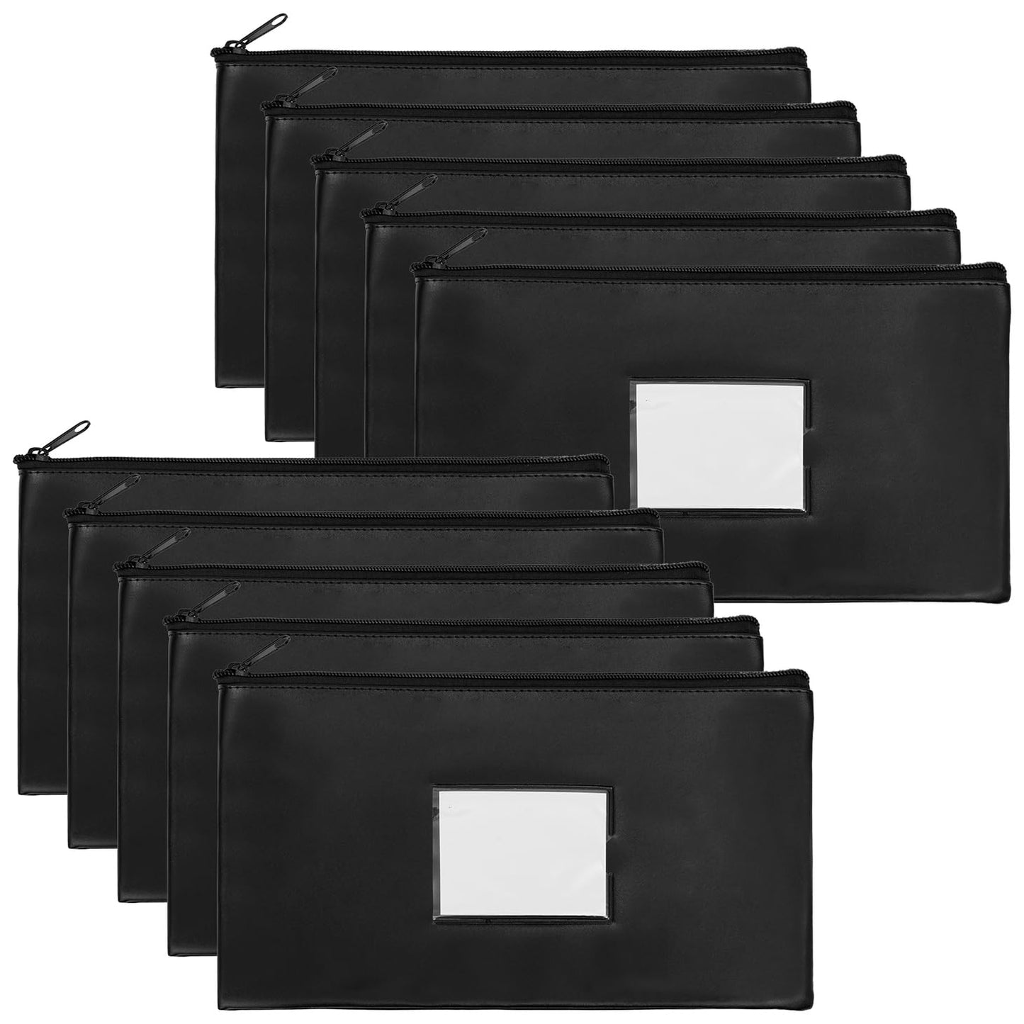 VOCHIC 10 Pieces Money Bags with Zipper, Money Pouch,PU Bank Deposit Bags, Bank Bag, Cash Wallet Pouches with Label for Coins, Cosmetics, School Gifts,Invoice, Bills, Tools, Receipt Holder,11x6.1 inch