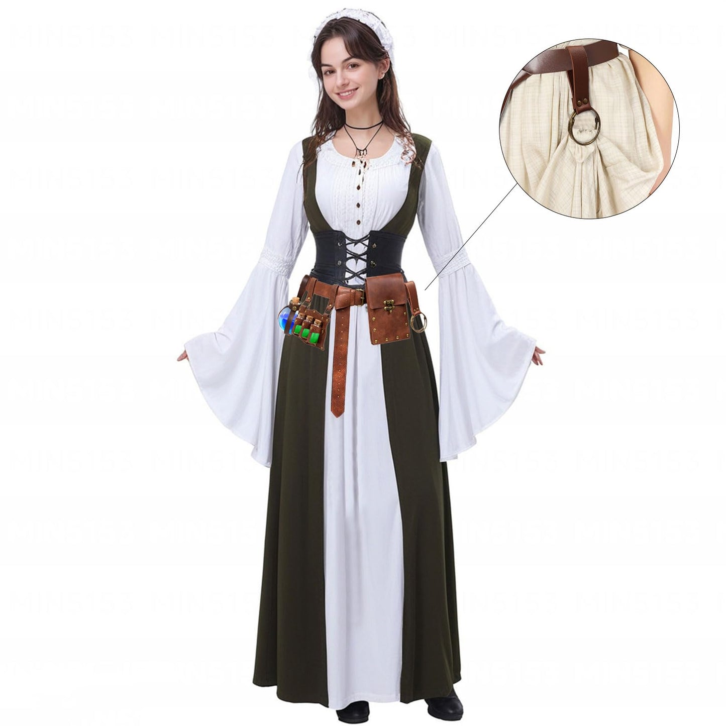 Renaissance Belt Pouch Coin Purse Witch Alchemist Potion Bottle Vilas Hook Set Medieval Festival Costume Accessories (Bottle Vails-Brown)