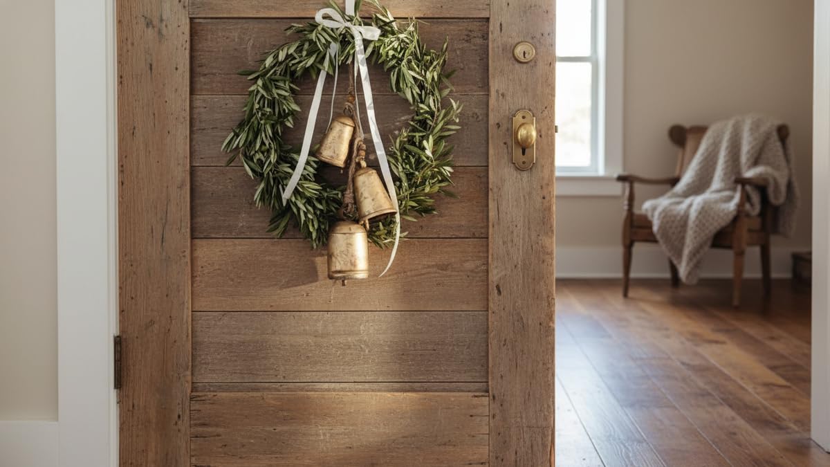 Cow Bells Huge Vintage Handmade Rustic Lucky Christmas Hanging Cone Bells, Round Bells Set of 3