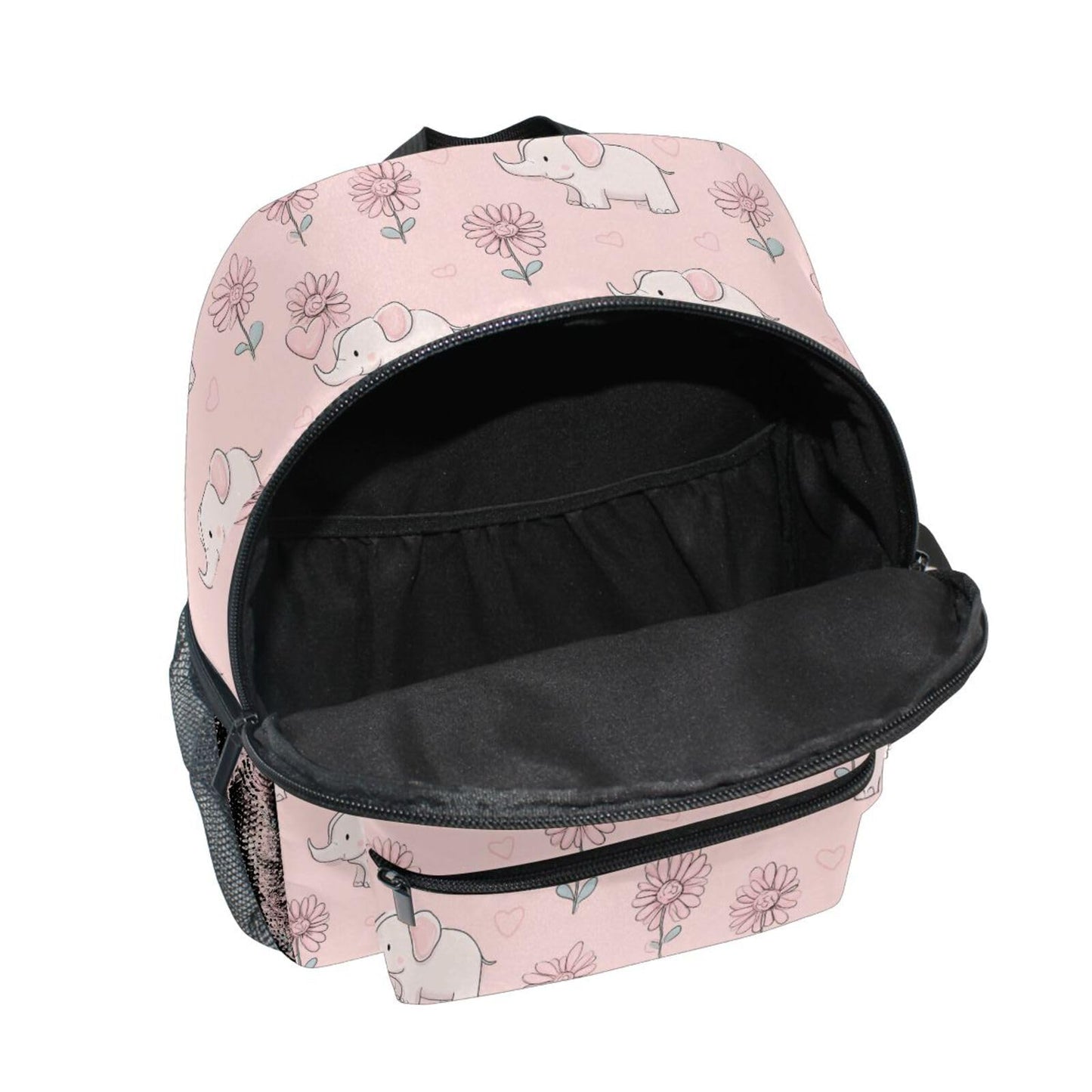 Kcldeci Toddler Backpack for Girls Boys Elephant Flower Heart Kindergarten Elementary Preschool Kids School Bag Book Bag S