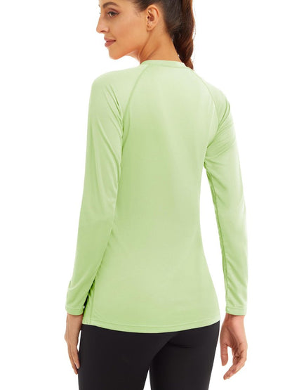 MAGCOMSEN Gym Shirts for Women Long Sleeve Rash Guard Shirts for Women Running Shirts for Women Fishing Shirts Hiking Shirts for Women Summer T Shirts Light Green