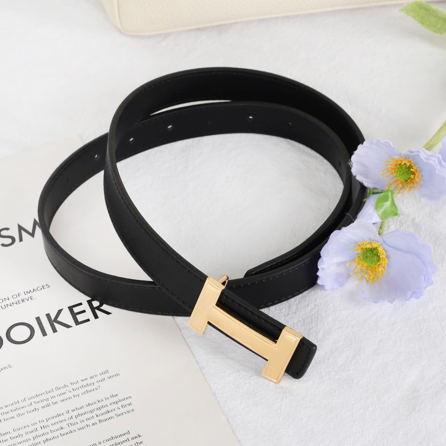 Relang Women's Belts with Gold Buckle, Fashion Waist Band, Elegant Ladies' Belt, Gift for Women