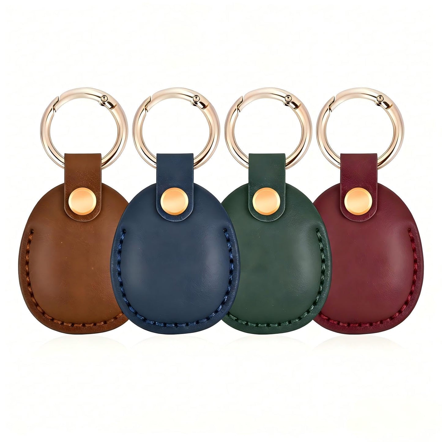 LZHRISING 4 Pack Genuine Leather Apple Airtag Holder, Air Tag Case Gps Tracker, Airtag Keychain Accessories, Gps Case with Key Ring for Key Chain,Wallet,Luggage,Cat,Dog,Pets