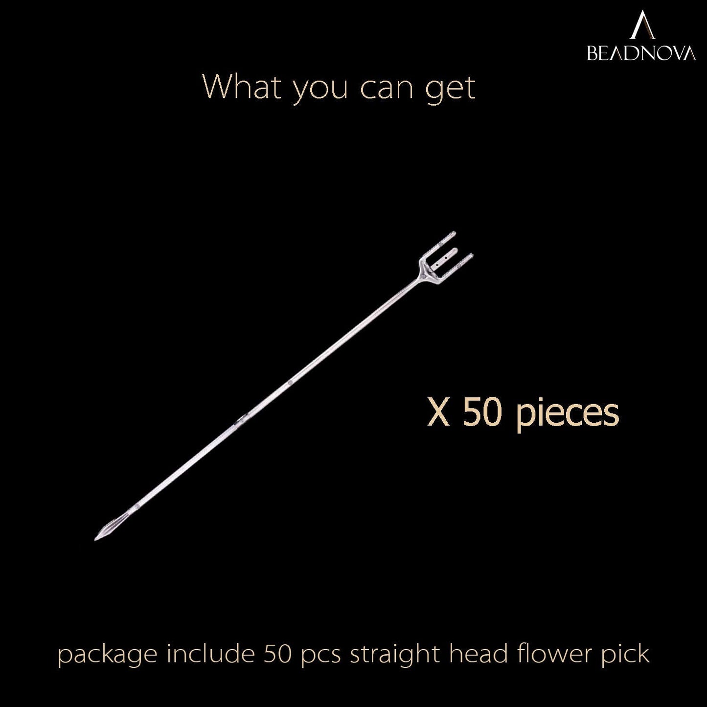 BEADNOVA Floral Pick Card Holder 50pcs 9inch Plastic Straight Head Flower Pick Card Holder for Floral Arrangement Bouquet Wedding Decoration (Fork Shape Head)