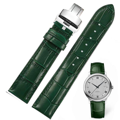 Genuine Leather Watch Bands, Italian Alligator Grain Embossed Watch Straps,Quick Release Replacement Deployment Buckle Leather Watch Straps 12mm 14mm 15mm 16mm 17mm 18mm 19mm 20mm 21mm 22mm 23mm 24mm (D-Green-silver, 22mm)