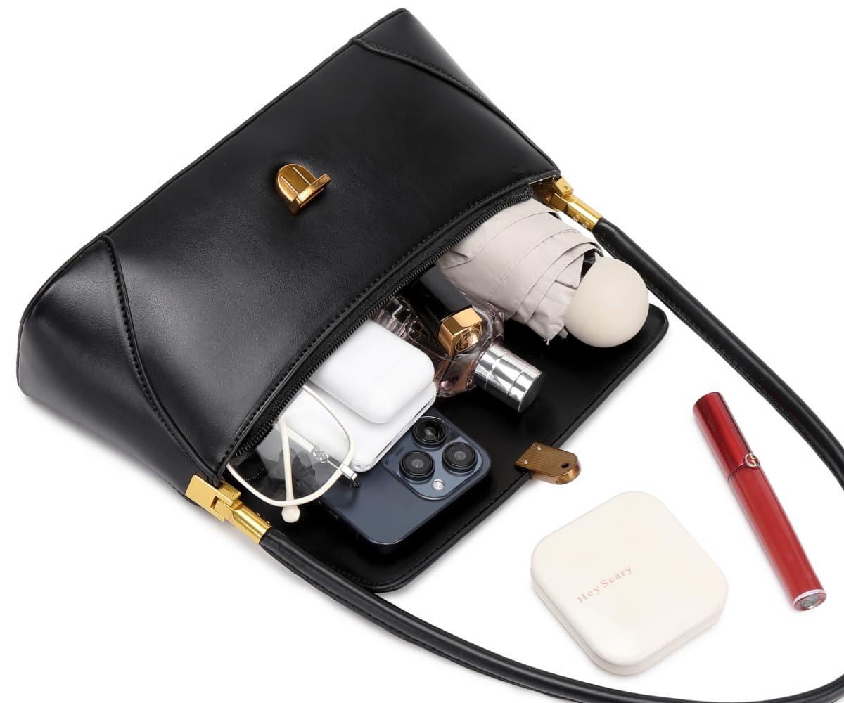 WSRYDJDL Shoulder Bags for Women Vintage Handbag Retro Classic Small Purse Cute Hobo Tote Handbag Mini Clutch Purse (Black)