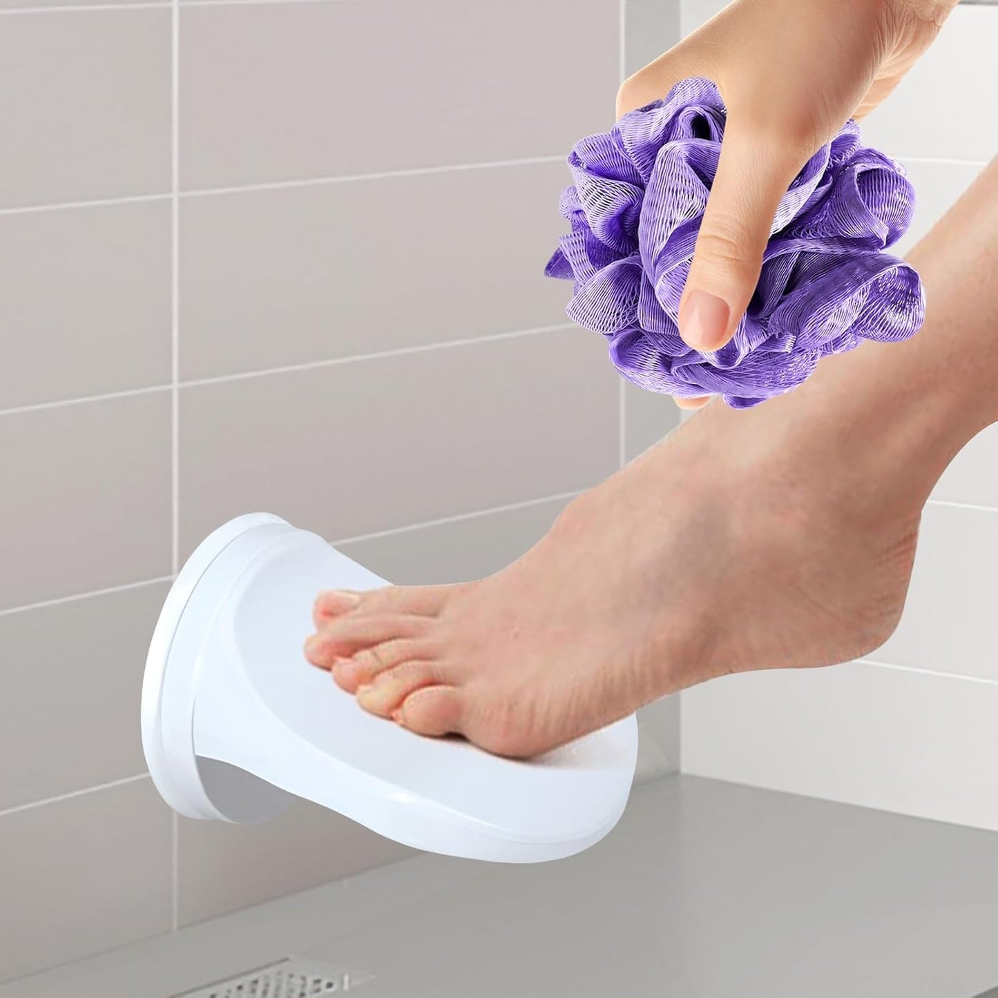 Shower Step - Shower Foot Rest for Shaving Legs, No-Hole Design, Strong Suction Cup, Non-Slip Bathroom Foot Pedal for Inside Shower Shaving Leg