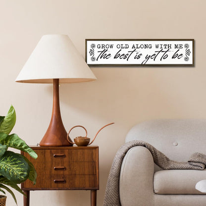 Romantic Wood Sign, Grow Old Along with Me Sign, Wedding Marriage Decors, Rustic Farmhouse Home Decor, Master Bedroom Decor Above Bed, Valentines Day Gift 17.8x4x1.18 inches
