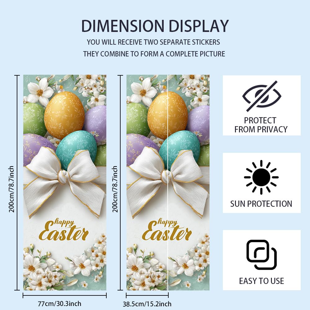 WDESYADMS Door Stickers 30.3x78.7 Inch PVC Easter Egg Floral Design Peel and Stick Decorative Door Cover for Home Entryway Bedroom Apartment Hallway Adds Seasonal Charm and Simple Festive Update