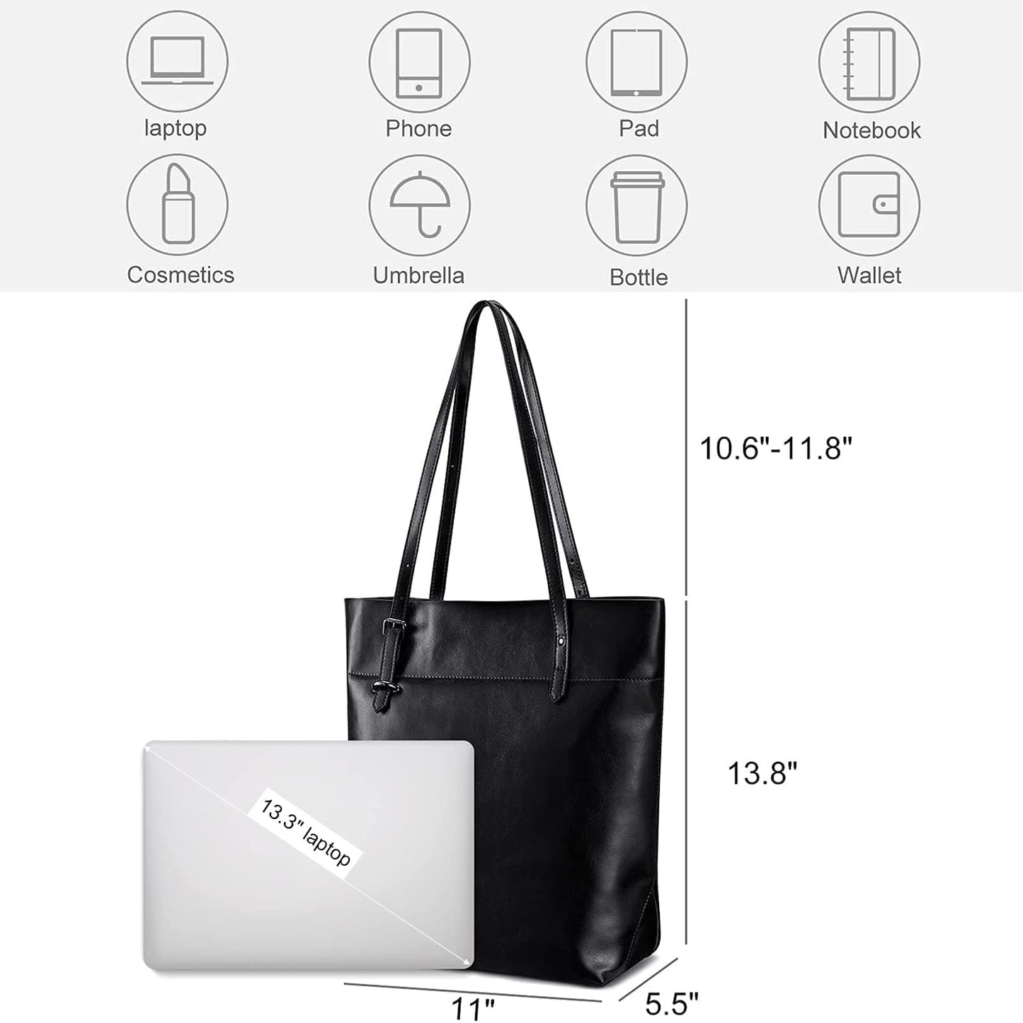 S-ZONE Women's Sz10v040a Tote, Black, L, Retro