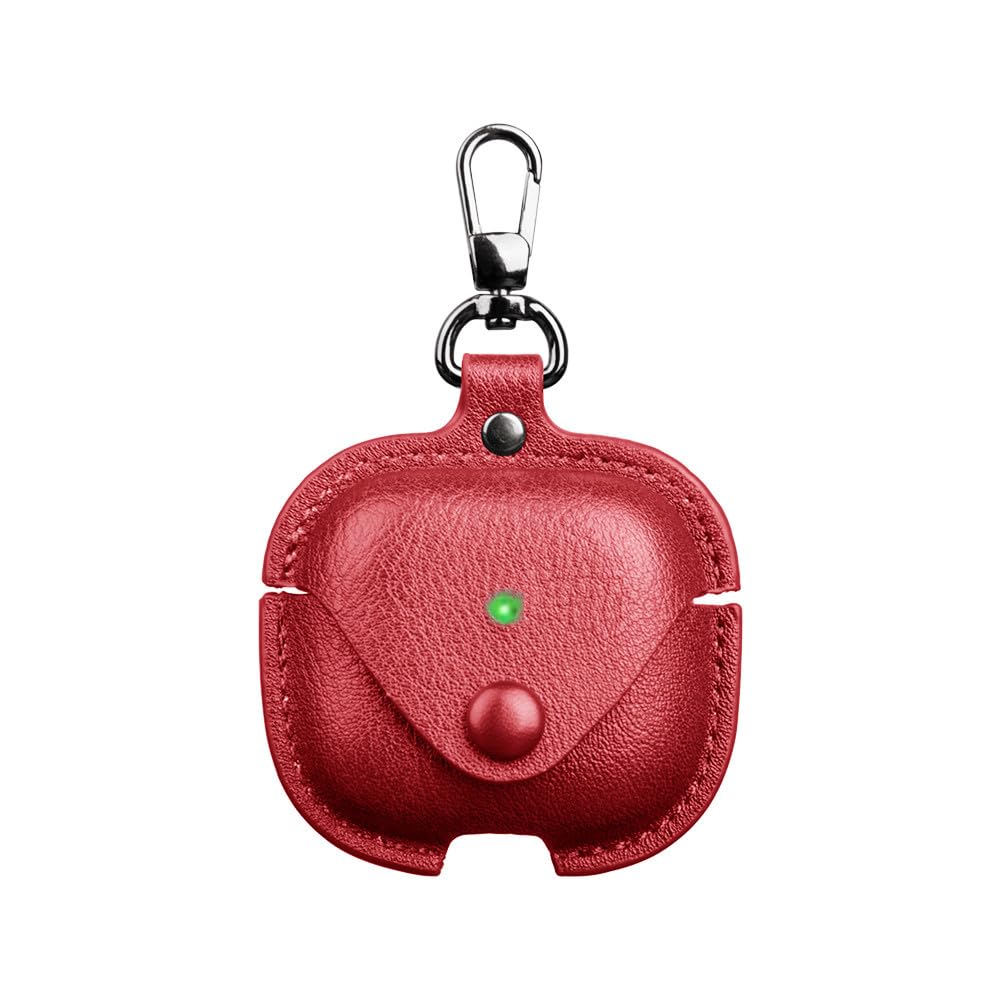 YQGFashbf for Airpods 4 Case Leather with Keychain, Stylish Retro Leather Wireless Charging Protective Headphone Case Cover for Apple Airpods 4th Generation 2024 Front LED Visible (Red)