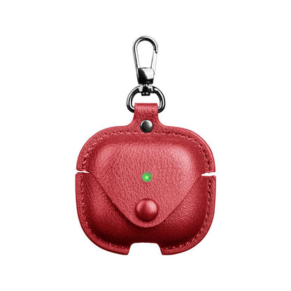 YQGFashbf for Airpods 4 Case Leather with Keychain, Stylish Retro Leather Wireless Charging Protective Headphone Case Cover for Apple Airpods 4th Generation 2024 Front LED Visible (Red)