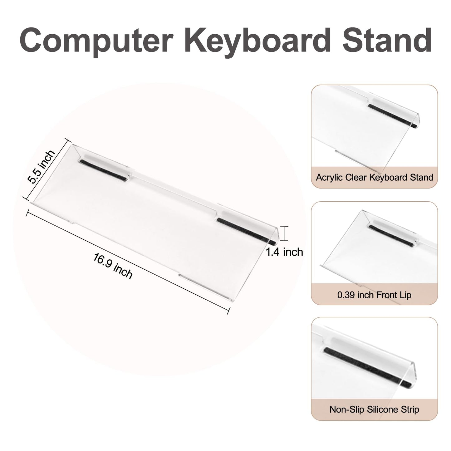 MOSISO Computer Keyboard Stand&Wrist Rest Support for Keyboard and Mouse, Large Rectangular Ergonomic Wrist Rest Mouse Pad Set, Pain Relief Easy Typing Non-Slip Cushion Pad for Home/Office, Apricot