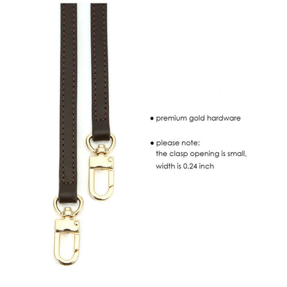 OULARIO Leather Cross Body Strap for Alma BB Damier Ebene Pochette Eva Favorite PM MM Mini 10mm Coated Dark Brown with Gold Hardware (Brown 129cm Gold HW)