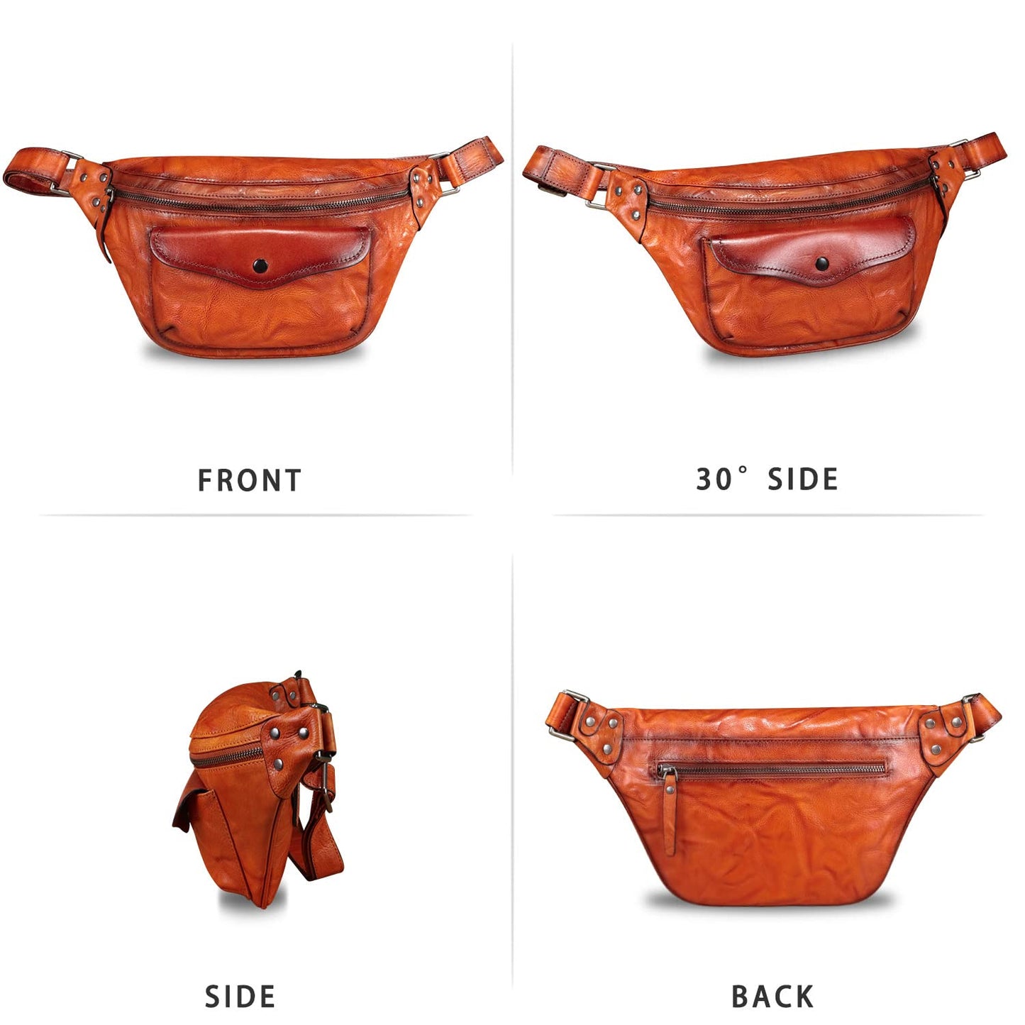 Genuine Leather Fanny Pack for Women and Men Vintage Real Leather Sling Bag Crossbody Bag Fashion Waist Bag Chest Purse (DarkBrown)