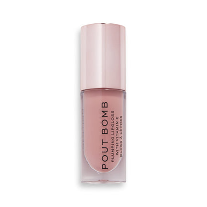 Revolution Beauty London Pout Bomb Plumping Gloss, High Shine, Rich Pigment, Soft Tingle Effect, Nude