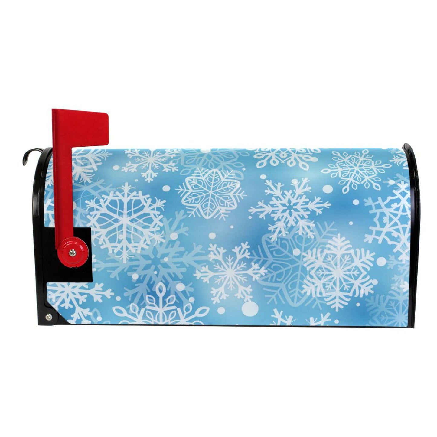 ALAZA Light Blue White Snowflakes Magnetic Mailbox Cover MailWraps Garden Yard Home Decor for Outside Oversized-25.5" x20.8"