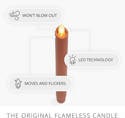 Luminara - Flameless Battery Operated Taper Candle - Adobe Smooth - Pack of 1-1x9.5 - LED Flickering Flame - Realistic Safe for Home Kids and Pets