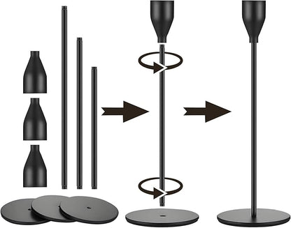 Matte Black Candlestick Holder for Taper Candles, Decorative Candle Holders Bulk Candle Stick Holders, Fits 3/4 inch Candles, Metal Taper Candle Holders for Table Centerpieces, Home Decor (Set of 6)