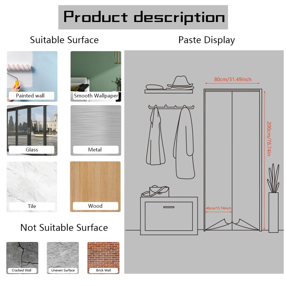arricraft 2 Pcs Self-Adhesive Door Sticker, 31.5"x78.7" Book Shelf Pattern Door Murals Stickers PVC Wall Removable Wallpaper Decoration for Christmas Bedrooms Living Room