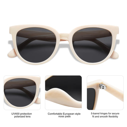 SOJOS Trendy Cat Eye Round Polarized Sunglasses for Women Fashion UV Protection Sunnies Sunglasses SJ2175