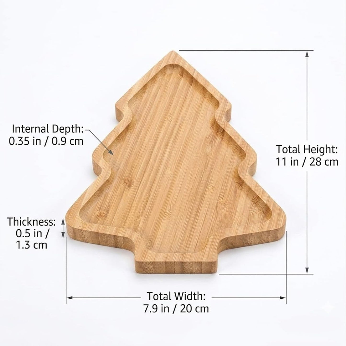 LUOZZY Christmas Tree Candy Dish Wooden Snack Serving Tray 11"x7.9"