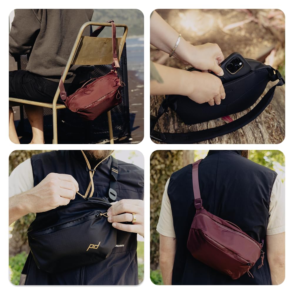 Peak Design Outdoor Sling 4L, Eclipse, Padded Adjustable Shoulder Strap for Crossbody & Waist Carry, Mesh Internal Pockets, Ideal for Carrying Cameras & Essentials, Versatile Sling Bag for Men & Women
