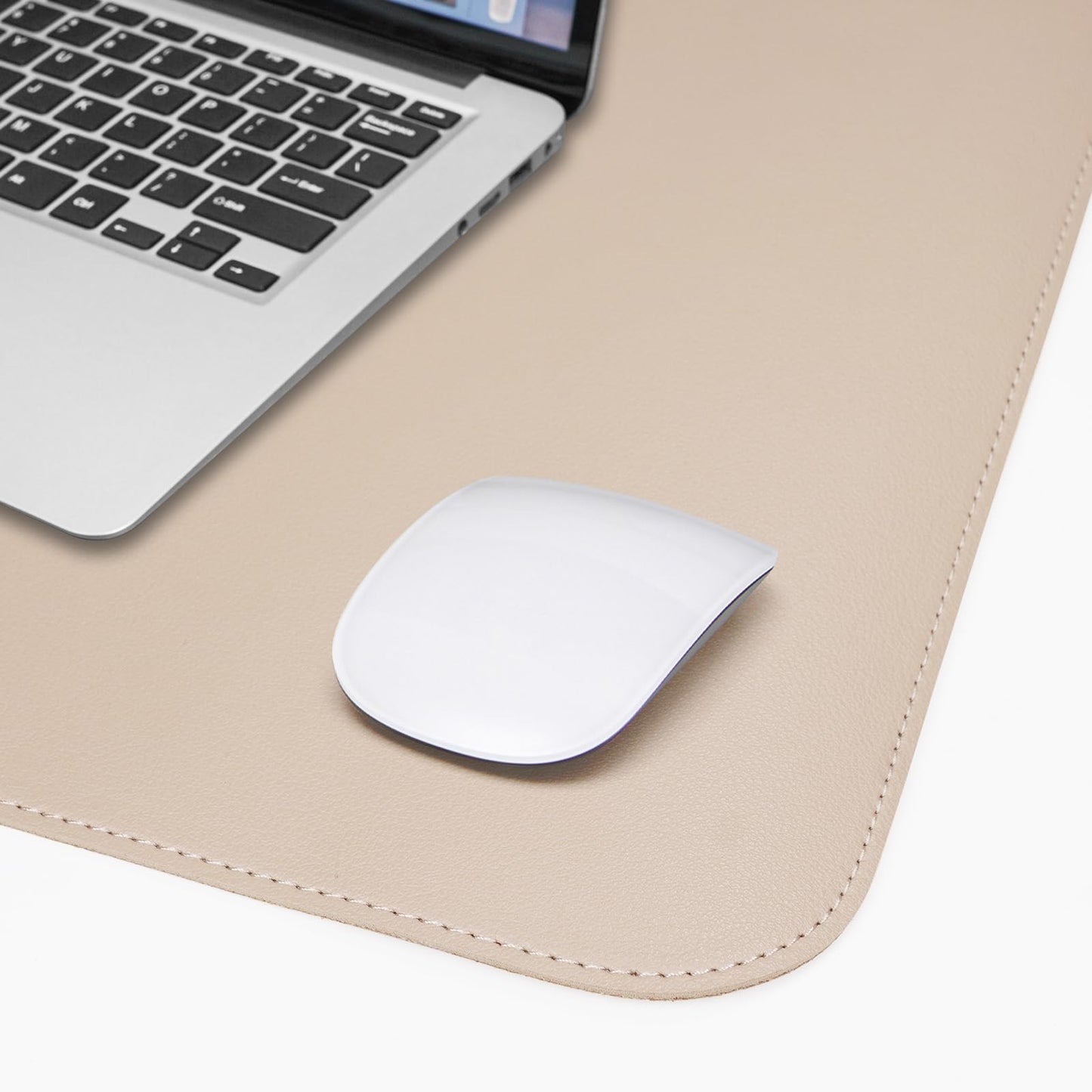 Leather Desk pad Protector, Large Desk mat with Natural Cork & PU Leather,Mouse pad,Non-Slip Office Desk Mat,Waterproof Desk Writing Pad for Office and Home (35in*17in,Beige)