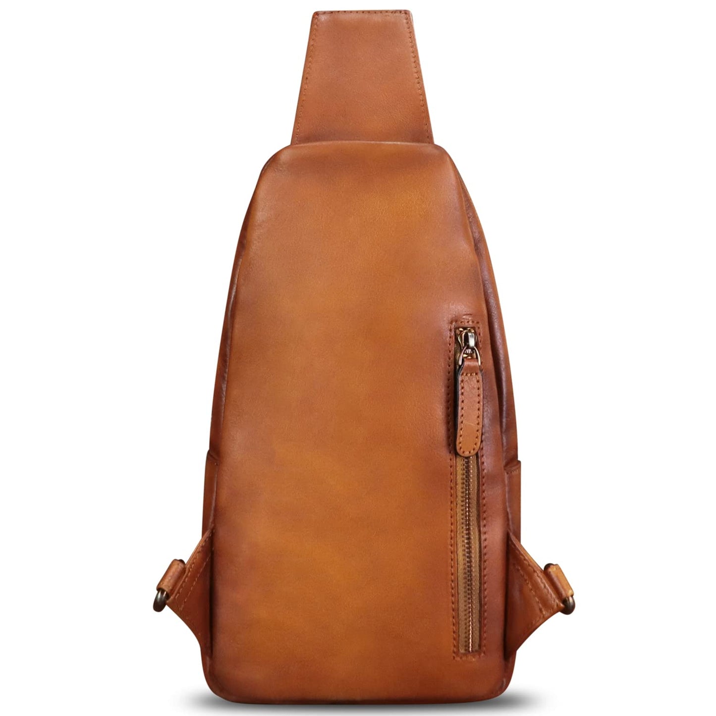 LRTO Genuine Leather Sling Bag for Women and Man Handmade Retro Hiking Crossbody Backpack Purse Chest Shoulder Daypack (Brown)