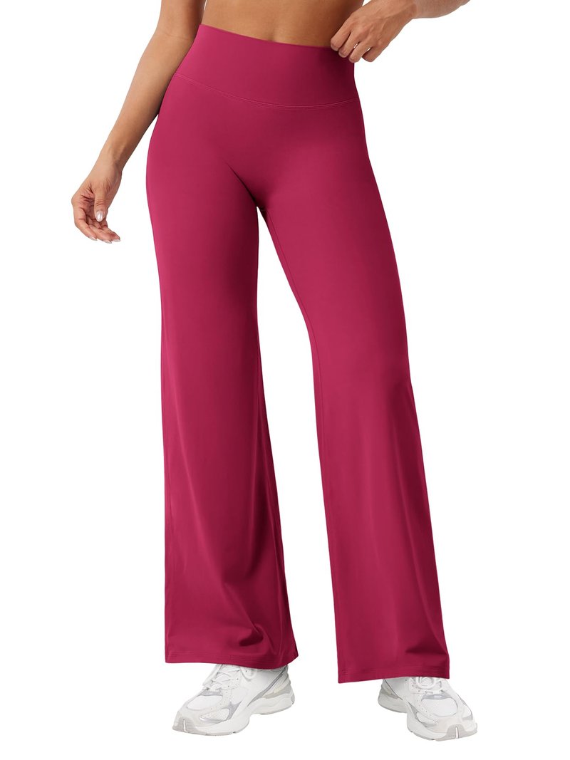 YEOREO Workout Leggings Womens No Front Seam Straight Leggings 29" High Waist Buttery Eddiy Gym Yoga Pants Ruby Red XL