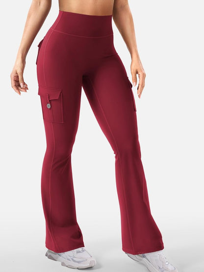 CoreFlex Women's High-Waisted Flare Leggings - Hidden Pockets, No Front Seam, Perfect for Gym & Yoga