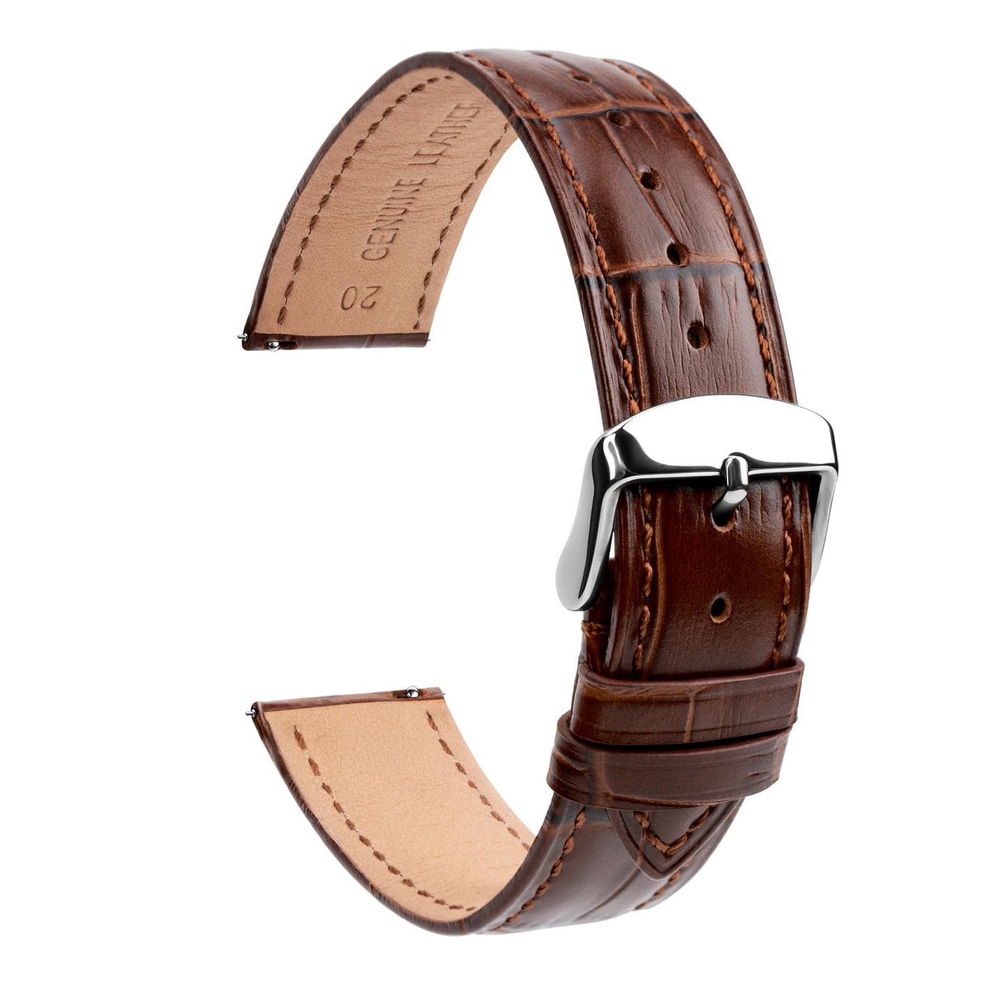 TStrap Extra Long Watch Band - XL XXL Leather Watch Straps for Men - Brown Soft Quick Release Watchband for Large Wrist Replacement - 12mm 16mm ... 20mm 22mm 24mm