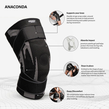 Anaconda Fightwear Stabilizer Knee Brace (Large) - Compression Support Sleeve with Spring Stabilizers for Shock Absorption & Joint Health - Fits Left or Right Leg - Ideal for Athletes - 2 Pack