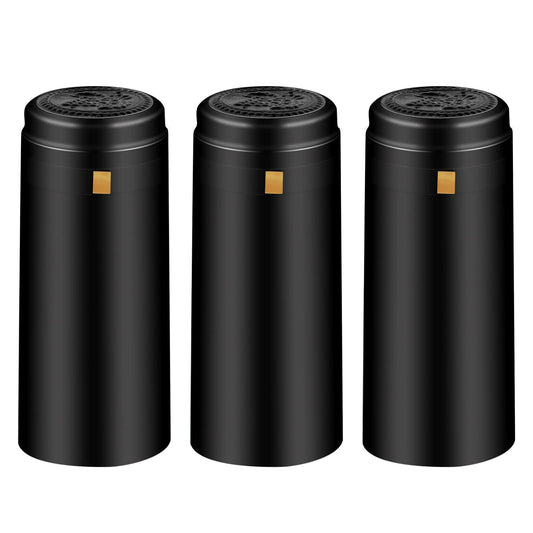 BGMAXimum PVC Heat Shrink Capsules 120 Count Matte Black Wine Shrink Wrap Sleeves Caps Clear Bottle Corks Capsules for Professional, Wine Making Cellars and Home Use