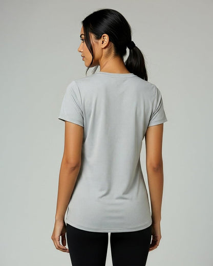 Real Essentials 5 Pack: Women's Dry-Fit Short Sleeve V Neck T Shirt Workout Fitness Yoga Top Tee, Set 12, S