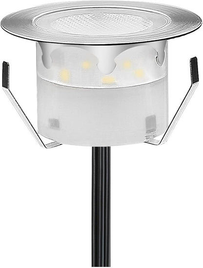 Led Deck Lights Blue Outdoor Waterproof Low Voltage Stainless Steel 1W Outdoor Yard Garden Decoration Lamps Landscape Pathway Patio Step Stairs LED In-ground Lights(Silver Border,1 Pack